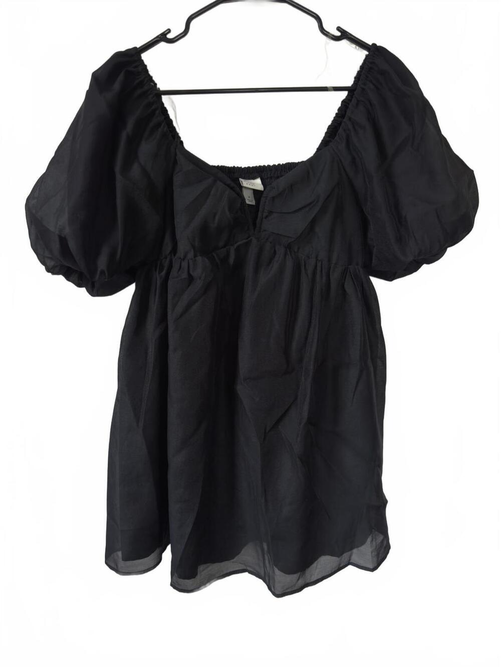 A New Day Black Puff Sleeve Mini Dress Size S